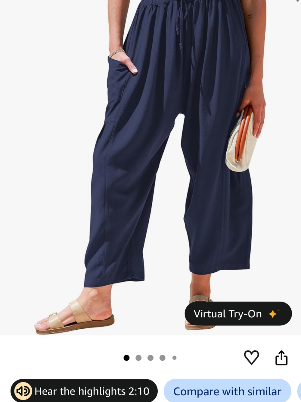 Relaxed Navy Wide-Leg Women's Jumpsuit Pants